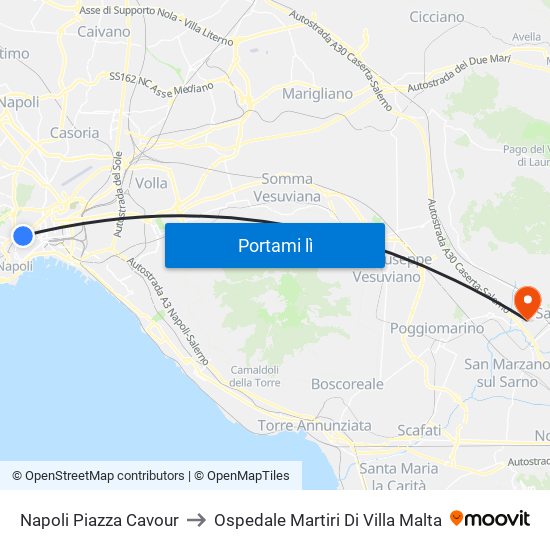 Napoli Piazza Cavour to Ospedale Martiri Di Villa Malta map