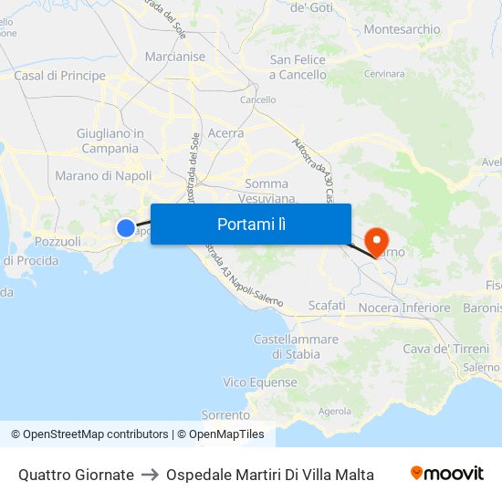 Quattro Giornate to Ospedale Martiri Di Villa Malta map