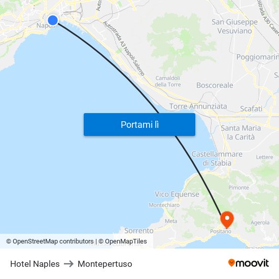 Hotel Naples to Montepertuso map