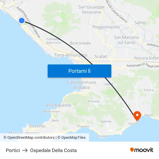 Portici to Ospedale Della Costa map