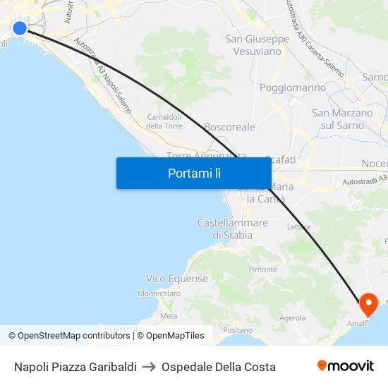 Napoli Piazza Garibaldi to Ospedale Della Costa map