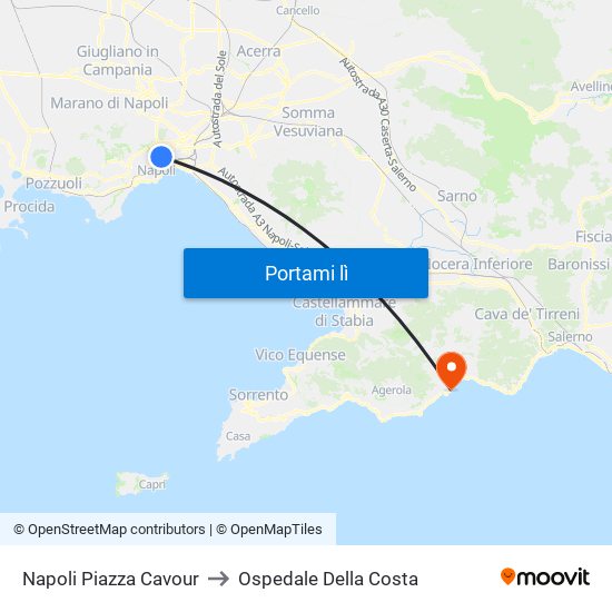 Napoli Piazza Cavour to Ospedale Della Costa map