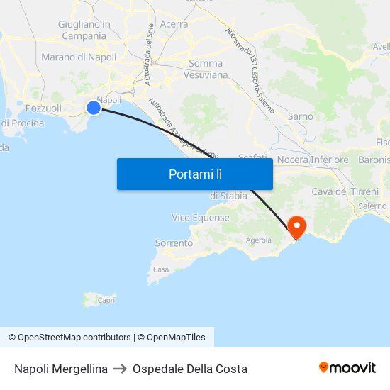 Napoli Mergellina to Ospedale Della Costa map