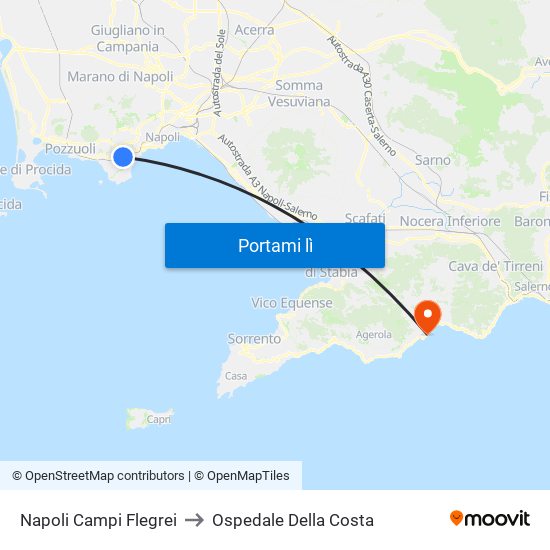 Napoli Campi Flegrei to Ospedale Della Costa map