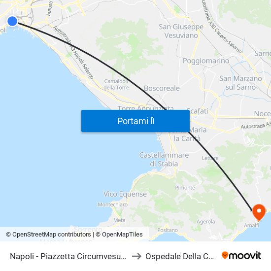 Napoli - Piazzetta Circumvesuviana to Ospedale Della Costa map