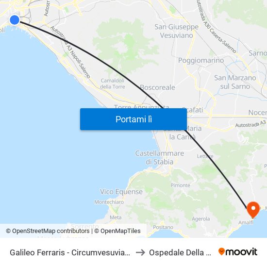 Galileo Ferraris - Circumvesuviana E.A.V. to Ospedale Della Costa map