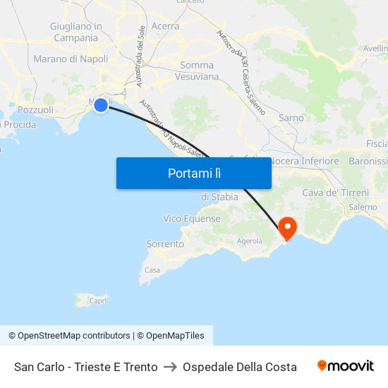 San Carlo - Trieste E Trento to Ospedale Della Costa map