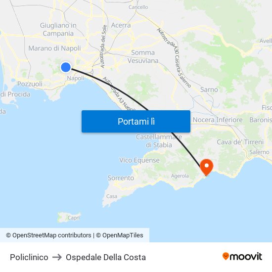 Policlinico to Ospedale Della Costa map