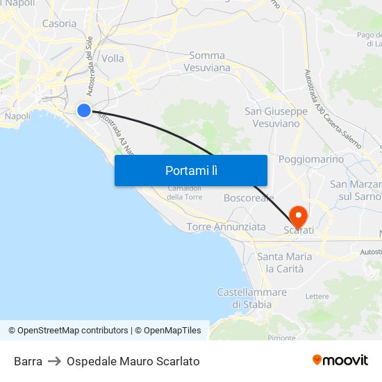 Barra to Ospedale Mauro Scarlato map