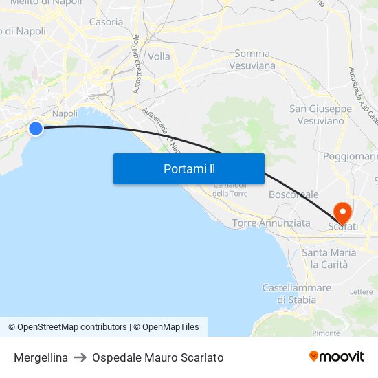 Mergellina to Ospedale Mauro Scarlato map