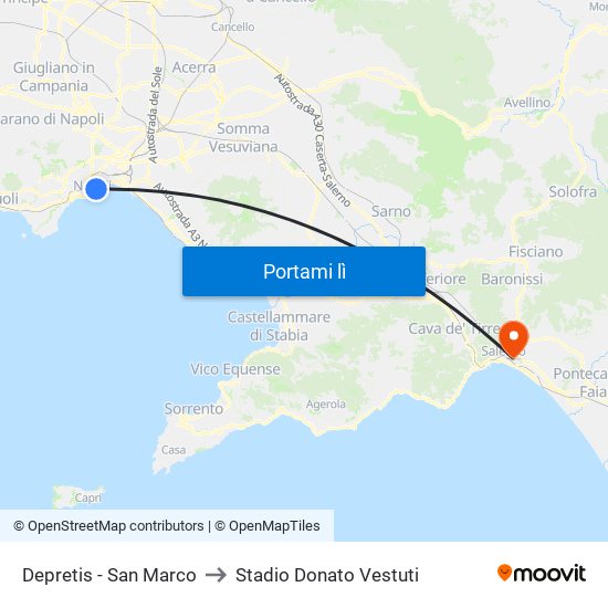 Depretis - San Marco to Stadio Donato Vestuti map