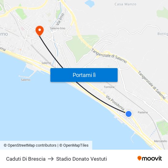 Caduti Di Brescia to Stadio Donato Vestuti map