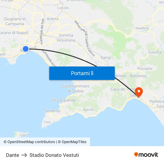 Dante to Stadio Donato Vestuti map