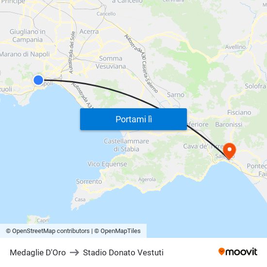 Medaglie D'Oro to Stadio Donato Vestuti map