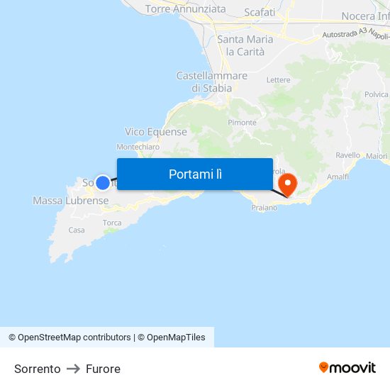 Sorrento to Furore map