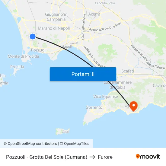 Pozzuoli - Grotta Del Sole (Cumana) to Furore map
