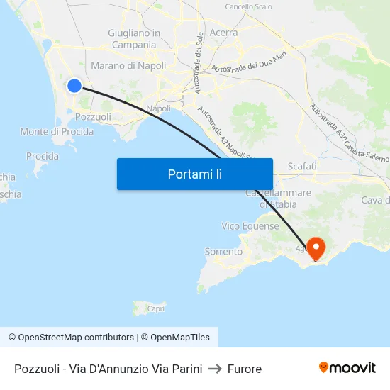 Pozzuoli  - Via D'Annunzio Via Parini to Furore map