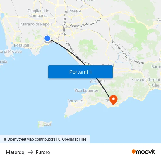 Materdei to Furore map