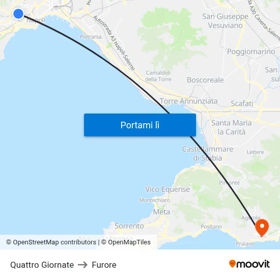 Quattro Giornate to Furore map