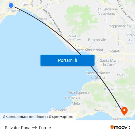 Salvator Rosa to Furore map
