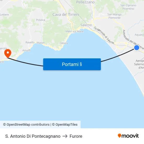 S. Antonio Di Pontecagnano to Furore map