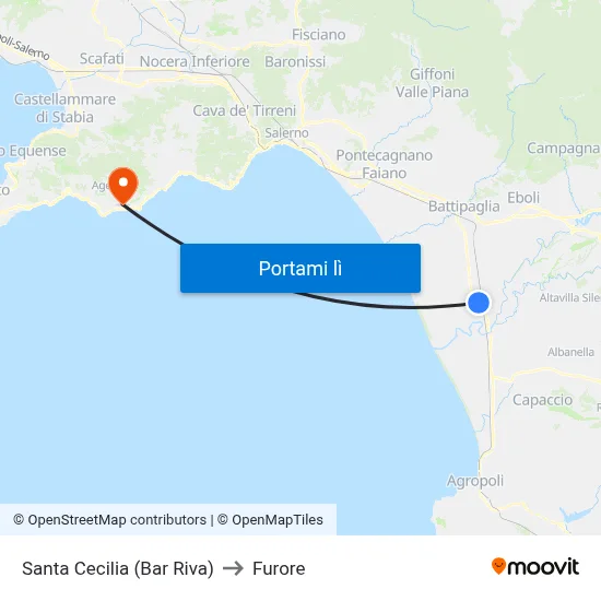 Santa Cecilia (Bar Riva) to Furore map