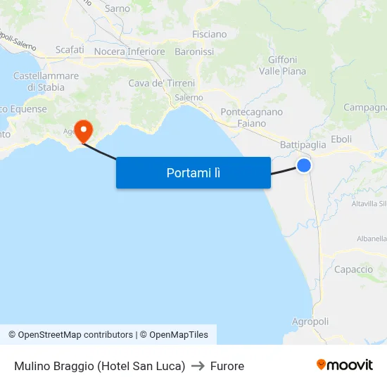 Mulino Braggio (Hotel San Luca) to Furore map