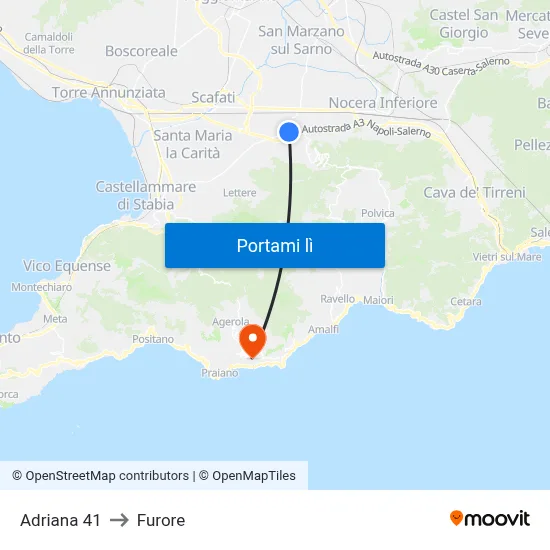 Adriana 41 to Furore map
