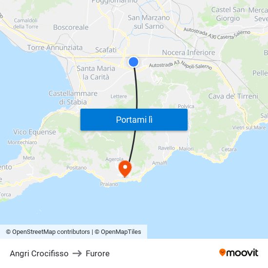 Angri Crocifisso to Furore map