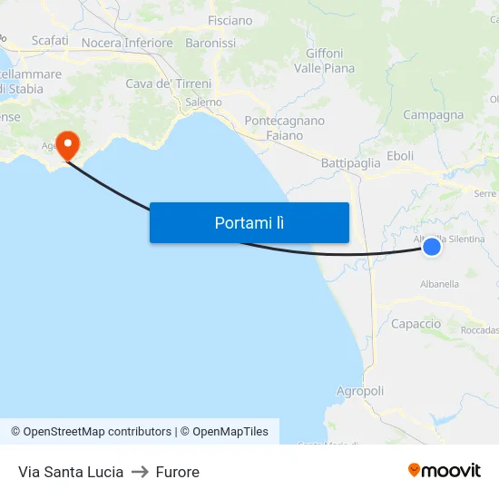 Via Santa Lucia to Furore map