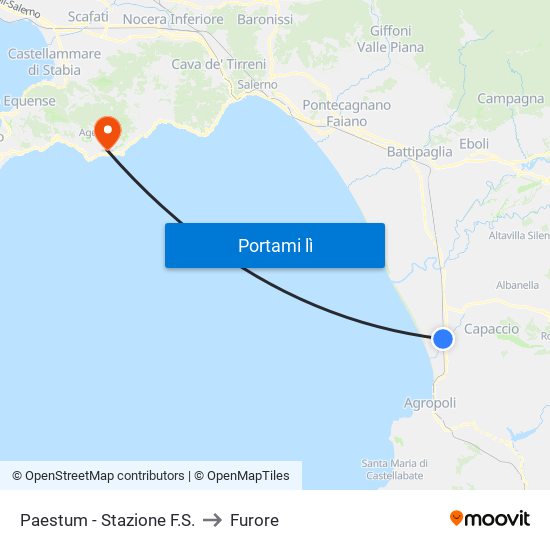 Paestum - Stazione F.S. to Furore map