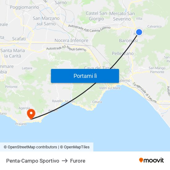 Penta-Campo Sportivo to Furore map