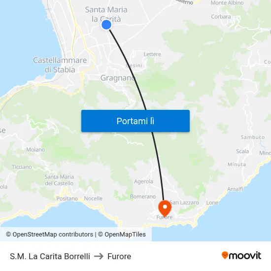 S.M. La Carita  Borrelli to Furore map