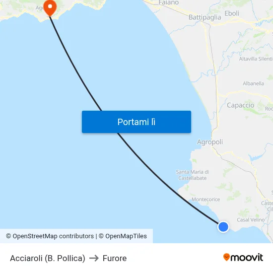 Acciaroli (B. Pollica) to Furore map