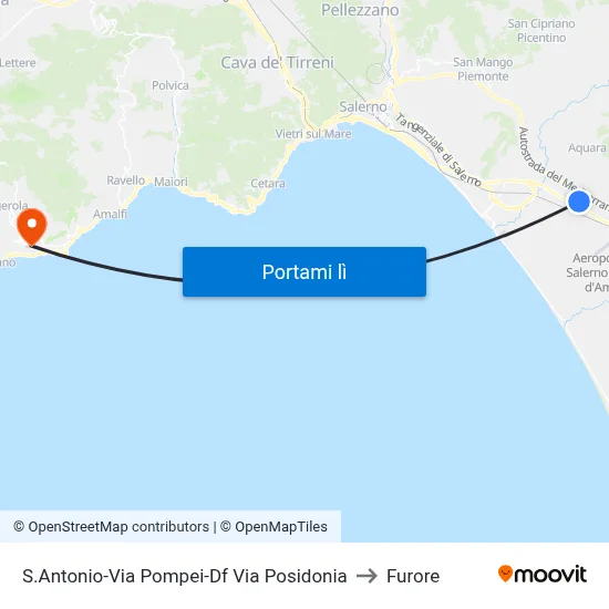 S.Antonio-Via Pompei-Df Via Posidonia to Furore map