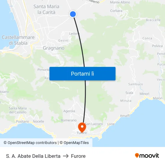 S. A. Abate Della Liberta to Furore map