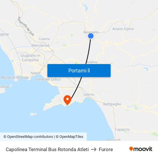 Capolinea Terminal Bus Rotonda Atleti to Furore map