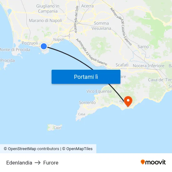 Edenlandia to Furore map