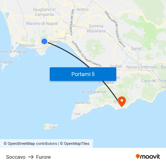 Soccavo to Furore map