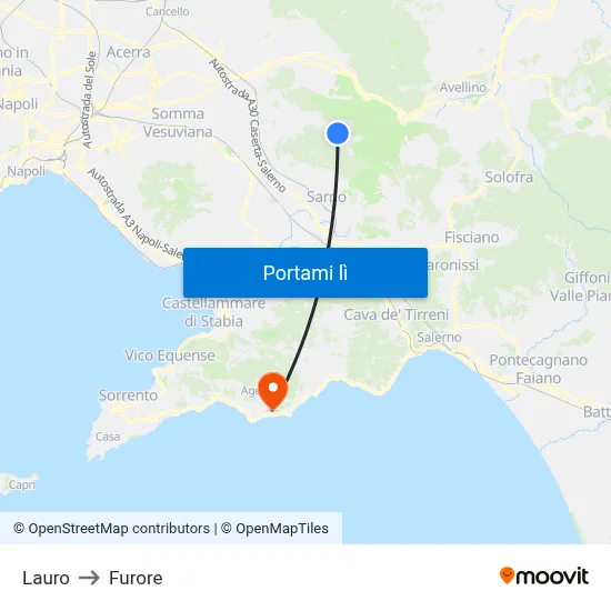 Lauro to Furore map