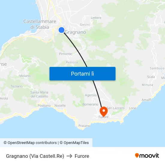 Gragnano (Via Castell.Re) to Furore map