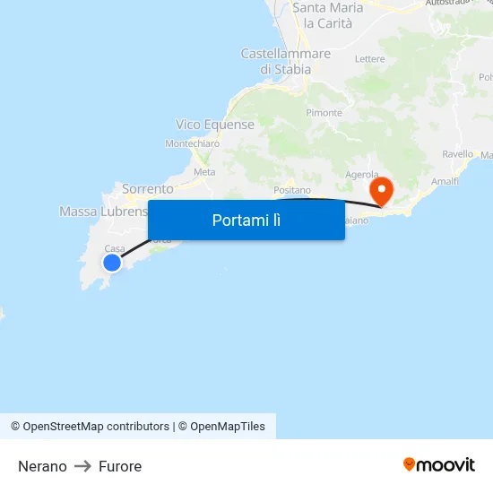 Nerano to Furore map