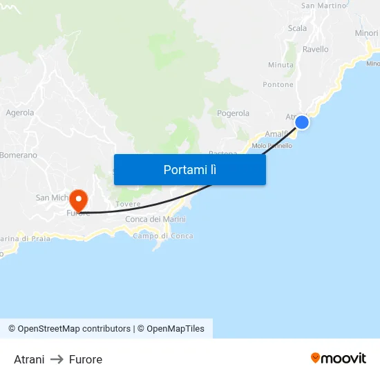 Atrani to Furore map