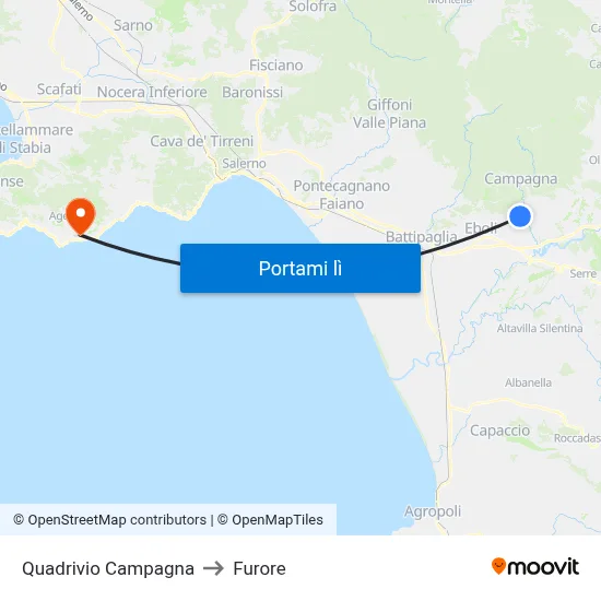 Quadrivio Campagna to Furore map