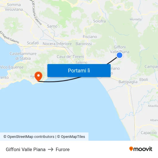 Giffoni Valle Piana to Furore map