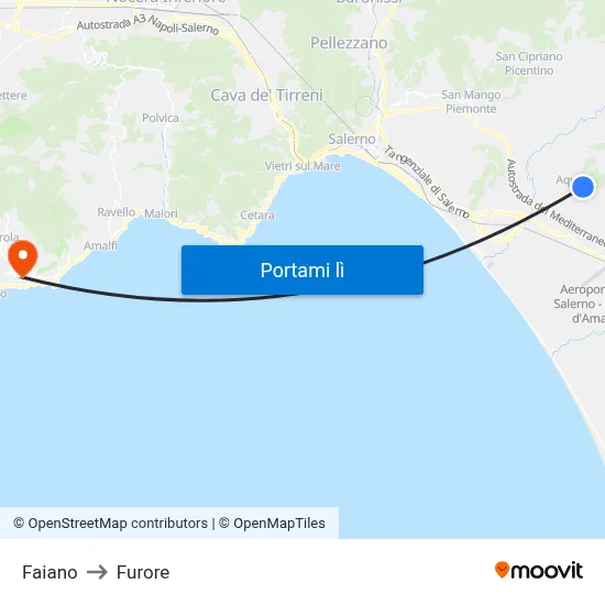 Faiano to Furore map