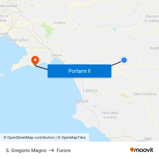 S. Gregorio Magno to Furore map