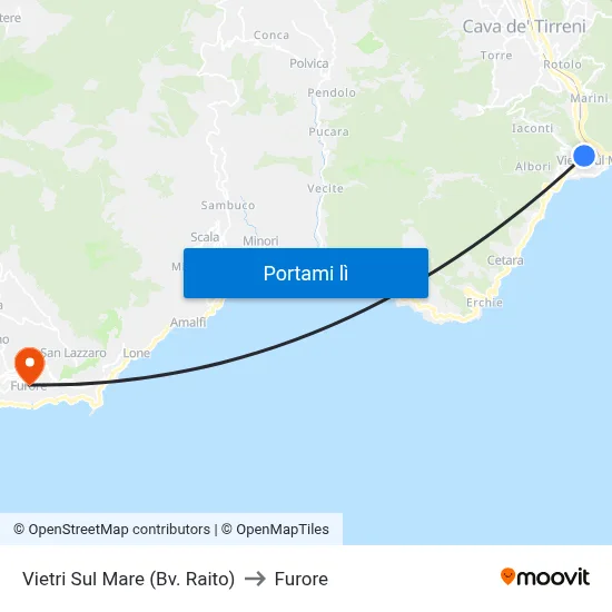 Vietri Sul Mare (Bv. Raito) to Furore map