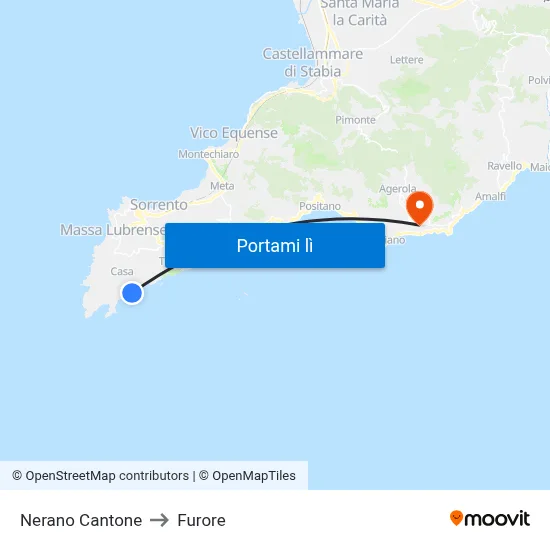 Nerano Cantone to Furore map