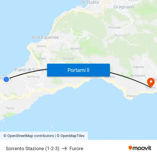 Sorrento Stazione (1-2-3) to Furore map